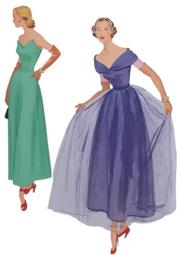 Schnittmuster der 1940er-Jahre: atemberaubendes Abendkleid mit spitzem Mieder