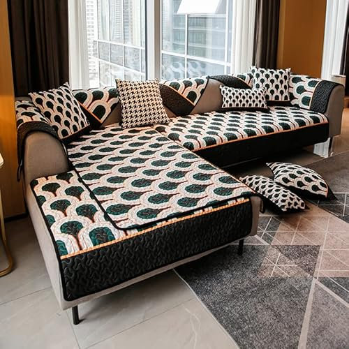 Konsilsa Sofaüberwurf, Sofaläufer Sofa überzug sofabezug l Form Sesselschoner Möbelbezug Anti-Rutsch Couch überwurf Dicke couchbezug (Color : A, Größe : 90x160cm(35x63inch))