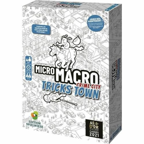 MICRO MACRO : TRICKS TOWN - Jeu de société - Jeu d'enquêtes - Pour toute la famille - 10 ans et plus - 1 à 4 joueurs - Version française - observation et déduction - As d'or 2021 (jeu de l’année)