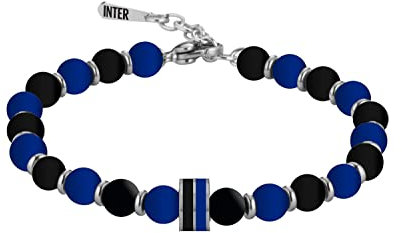 F.C. Internazionale Armband Edelstahl Steine, Herren, Schwarz Blau Stahl, Taglia Unica, Stein, Kein Edelstein.