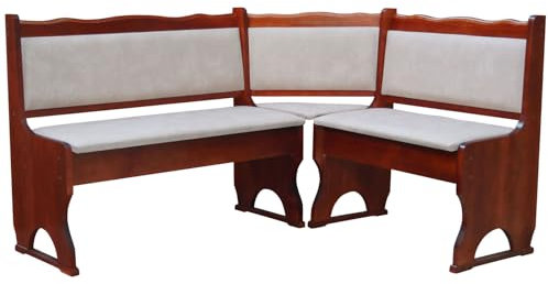 k koma Polster Eckbank Kiefer Holz, Calvados Farbe mit Polsterung MASSIVHOLZ - ÖKOLEDER BEIGE (120 x 160)