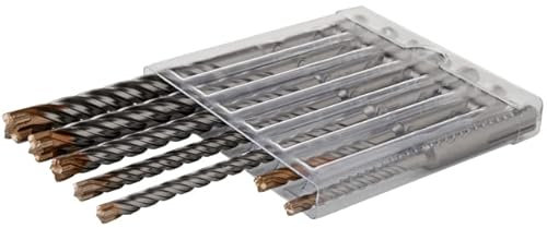 STROXX® SDS-Plus Hammerbohrer-Set |6-7tlg.| 4-Schneiden spiraligen Bohrkörper | Hartmetallspitze | Bohrer für Stahl Beton Granit | Schlagbohrer | Bohrersatz (7)