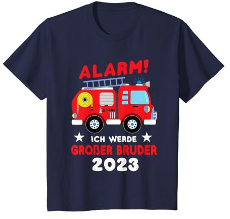 Kinder Ich werde großer Bruder 2023 Feuerwehrauto Baby Ankündigung T-Shirt
