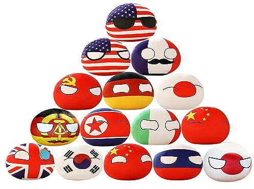 SLINGDA 15PCS Countryballs Polish Ball Plush Toys - Mini Pendant Keychain Anime Boy Girl Gift, 10cm (4in)