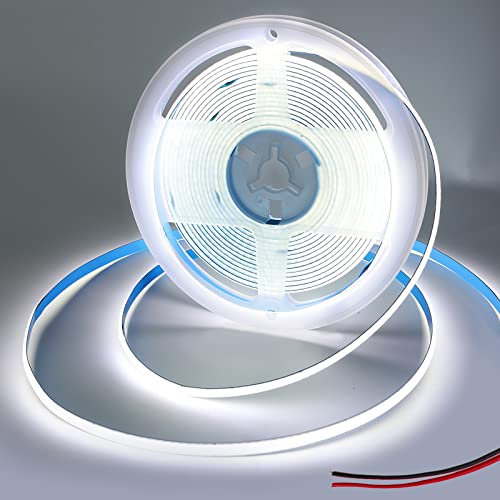 Yamlten DC 12V 5mm COB LED Streifen 2m,6000K Kaltweiß,320 LEDs/M,LED Strip Light für TV Hintergrundbeleuchtung,Computer,Schrank,Schlafzimmer.（nur Draht