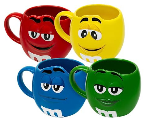 M&M's Character Mugs Gift Set, 4 Colorful Coffee Mugs or Tea Mugs, Perfect Coffee Gift Set or Unique Birthday Gift