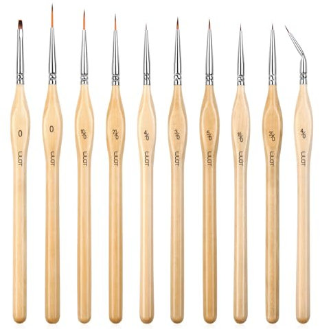 Detail Paint Brushes 10pcs Fine Paint Brushes,Miniature Micro Paint Brushes for Miniature Figure,Model Painting,Fine Detailing,Oil Watercolor Figures. (Golden Maple Series)