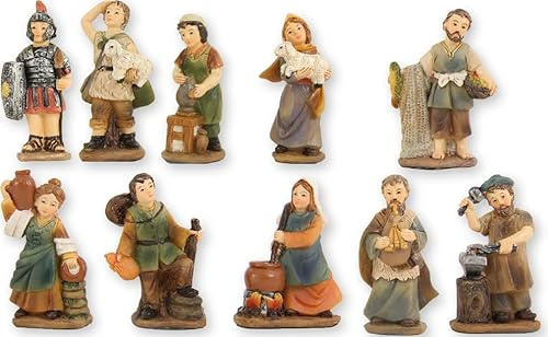 FADEDA 10x Markus-Krippenfiguren, Zusatzfiguren/Höhe:3 cm/handbemalt/detailgetreue Krippen Figuren - Weihnachten Tisch Dekoration Krippe Zubehör