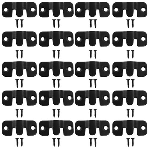 Hitefu Unterputz-Halterung, 43 x 19 mm, Edelstahl, ineinandergreifende Hängebügel, Möbelverbinder mit Schrauben, robuster Bilderaufhänger, Z-Clip, Wandhalterung, Hardware, Schwarz, 20 Stück