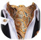 Dubulle Herren-Manschettenknöpfe mit Paisleymuster, Blumenmuster, zum Selbstbinden, Krawatte und Einstecktuch, Hochzeit, Orange/Abendrot im Zickzackmuster (Sunset Chevron), Medium