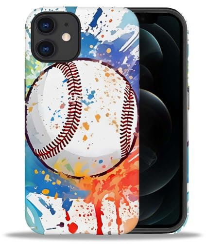 yicomon Compatible with iPhone 12/12 Pro Case, Colorful Baseball Sport Pattern Print Matte Phone Case Durable Fashion Funny Liquid Silicone Case Soft Anti-Scratch Shockproof Protective Cover