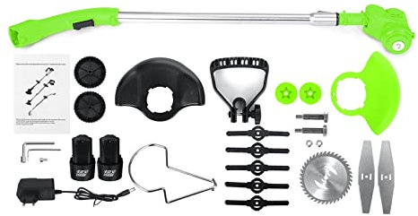 MEIVIYA Taille-Bordures et Coupe-Bordure 600W Puissant Tondeuse à Gazon électrique désherbeur 18VF Tondeuse à Gazon sans Fil Machine de découpe Outil de Jardin avec Batterie Li-ION 2PC(2 Battery)