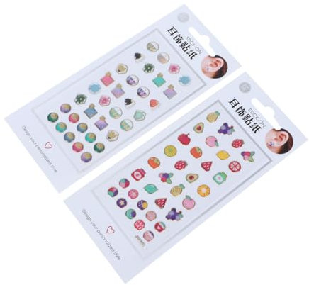 Abaodam 4sets Adesivi Orecchini Cartoon Con Diamanti Per Unghie e Orecchie Stickers Autoadesivi Sicuri e Resistenti Per Donna Design Fiocco Cerottini Orecchie Sventola Regalo