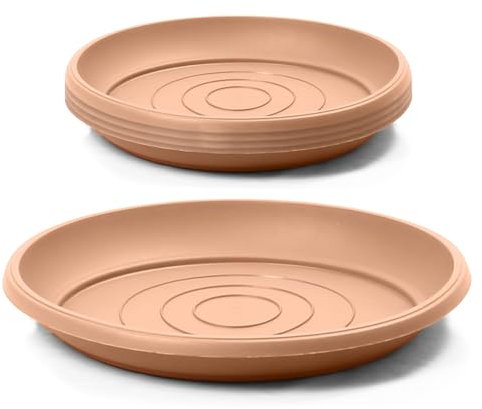 IMJ-Global Set di 5 Sottovasi Rotondi Terra POD in Plastica Ø46x6 cm da Interno Esterno Colore Terracotta Design Classici