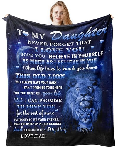 Decke für Tochter von Papa, 150 x 130 cm, Geburtstagsgeschenke, beste Geschenke für erwachsene Tochter, Stieftochter, Schwiegertochter, Geburtstagsgeschenk von Vater, Tochter