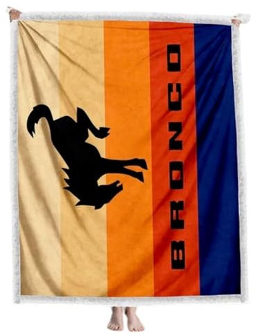 Detroit Shirt Company Sherpa-Fleece-Überwurfdecke mit klassischem Ford Bronco-Logo, superweich und warm, 127 x 152,4 cm