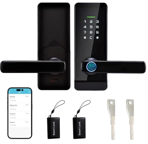 Serrure Intelligente, Empreinte Digitale Serrure de Porte Electronique à Ecran Tactile, Clavier Tactile, Mot De Passe, Carte IC, TTLOCK APP, Empreinte Digitale, Convient pour La Maison, L'appartement