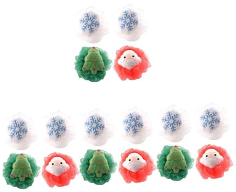 FRCOLOR 16 Stk Badekugel Badeblume Peeling-Badekugeln Schneeflocken-Badeschwamm Mesh-Badebürste weihnachts badebomben weinachts Körperwäscher für den Haushalt Körper-Luffa Sport