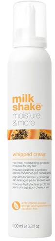 milk_shake | Moisture & More Whipped Cream 200 ml, Feuchtigkeitsspendender, schützender Schaum für trockenes Haar, Made in Italy