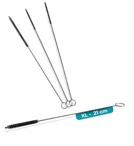 fancility® 4x Reinigungsbürsten (extra klein & dünn) für Kaffeevollautomat (2mm & 4mm Ø 21cm lang) - Universal Milch-Schlauch-Bürste Set schmal & flexibel für Kaffeeauslauf, Brühgruppe & Milchschlauch