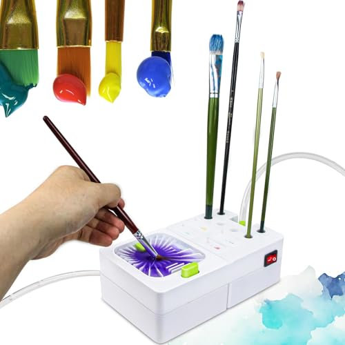 Paint Brush Rinser, Electric Paint Brush Cleaner Tool, Water Cycle Brish Rinser, Multifunctional Brush Washing Machine for Water Based Paint Brush, Acrylic Brush, Makeup Brush