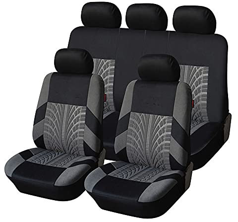 THOMIX Auto Sitzbezüge für Dacia Duster 2.Gen 1.Gen HM HS 2010-2024, Allwetter Atmungsaktiv rutschfest Auto Sitzbezüge, Vorne Hinten Autositz Schonbezug Auto Sitzschoner Zubehör,E Grey