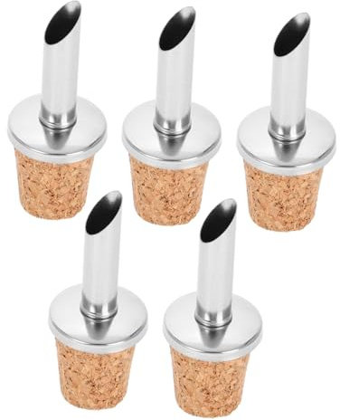 EXHUMKY 5 Tapones Vertedores Para Botellas De Aceite De Acero Inoxidable Y Corcho Angulado Antigoteo Para Vino Vinagre Y Salsas Sello Hermético Para Cocina Y Restaurante