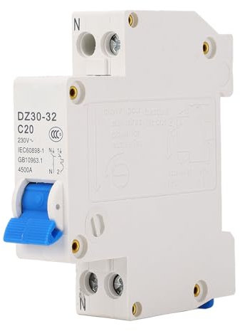 Interruttore Automatico Automatico Termico Montato su Guida DIN 20A 230 V 1P+N Doppio Ingresso Interruttore Automatico per Perdite di Intervento Magnetico Termico per Protezione
