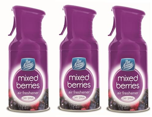 3 x Pan Aroma Wild Berries Air Freshener Dry Spray 250ml – Instant Freshness, Long-Lasting Fruity Fragrance