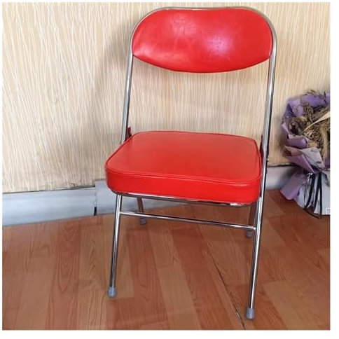 Esszimmerstühle aus rotem Leder, gepolstert, zusammenklappbar, bequem, Party, stapelbar, 2 Stück