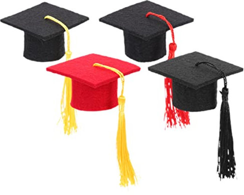 DECHOUS 4 Stück Mini Doktorhut Weinflaschenaufsatz Zum Schulabschluss Graduiertenhut Weinflaschenaufsatz Abschluss Weinflaschenverschluss Mini Abschlusskappen Zum Basteln Hüte