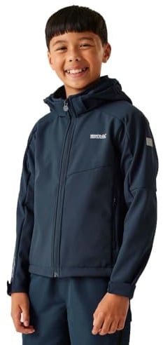 Regatta Acidity VIII Softshelljacke für Kinder mit Kapuze, Farbe:Navy, Kinder Größen:140