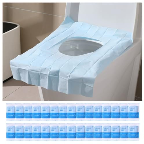 Hinapan 30 Stück Einweg-Toilettenauflagen, Spülbar Wasserdicht und Hygienisch, Toilettensitzbezüge für Reisen, Öffentliche Toiletten, für Frauen, Kinder und Schwangere (Einzeln Verpackt)