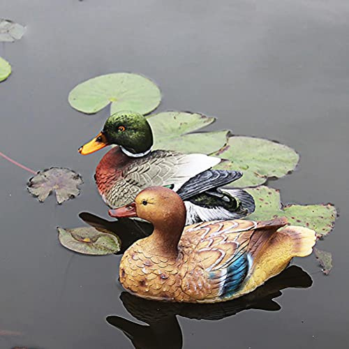 Zerodis Pond Statue de Canard Flottante, Décoration de Bassin Flottante Sculpture de Canard pour Jardin Décor de Piscine étang pour la Pendaison de Maison (Héroïque)