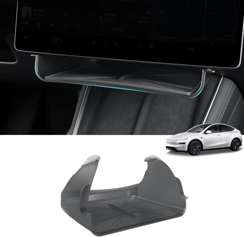 LUCKEASY Under Screen Storage Tray Hidden for Tesla Model Y Juniper 2025 2026/Model 3 Highland 2024 2025 Hideable Center Console Organizer Tray ABS Pad Black