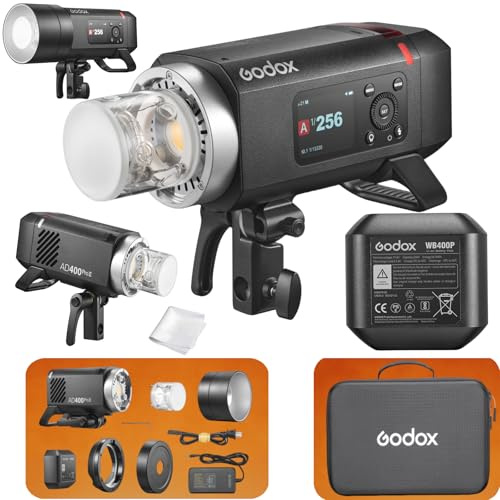 Godox AD400Pro II 400Ws Allt-i-ett utomhusblixt, GODOX AD400 Pro II TTL Bärbar trådlös strob monoljus, 460 full effekt pops, 0,01–1s återvinning, 1/8000s HSS, 30W Bi-Color LED, ±75K stabil färg