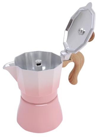 Ausla Italiana de Cocina Italiana de Estufa Cubana de Estufa 150ml de Aluminio con Excelente Conductividad Térmica para Amantes Principiantes (Rosa Degradado)