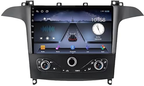 JZHIWEI Android 15 Autoradio Stereo für Ford S Max S-MAX 2006-2015 Plug-and-Play 2 DIN 9 Zoll Touchscreen mit Bildschirm Rückfahrkamera Spiegel Link-Player Unterstützt Android und Carplay