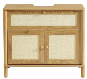 BAÏTA Badezimmermöbel Haida, Eichenoptik und Rattan, 80 cm