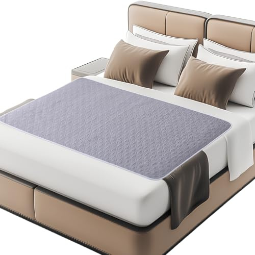 Alèse de lit lavable pour incontinence : 80 x 120 cm imperméable, sur-matelas antidérapant, pour enfants et personnes âgées, alèse absorbante pour incontinence, pour canapé, chaises longues, lit, gris