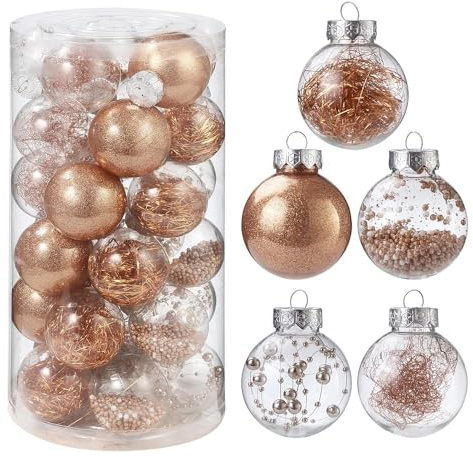 30 Stück Weihnachtskugeln,Weihnachtskugeln Kunststoff,bruchsicher Weihnachten Weihnachtsbaumschmuck Matt Glänzend Glitzernd Christbaumkugel fur Weihnachtsbaum Neujahr Ornamente (Roségold)