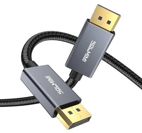 SOLMIMI DisplayPort 1.4 Kabel 2.4m, 8K@60Hz 4K@144Hz 2K@240Hz/165Hz/144Hz 32,4Gbps DSC 1.2 HDR FreeSync G-Sync, Nylon Geflecht Display Port Kabel kompatibel mit Gaming Monitor PC Grafikkarte TV
