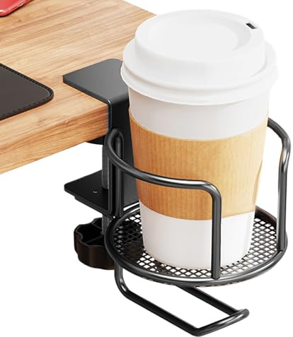 Flkiglm Getränkehalter für Tisch – 2-in-1 mit Clip, kippsicher, aus Eisen, für Haushaltsbedarf, Büro, für Stuhl, Sofa, Auto, Boot, Klassenzimmer, Badezimmer