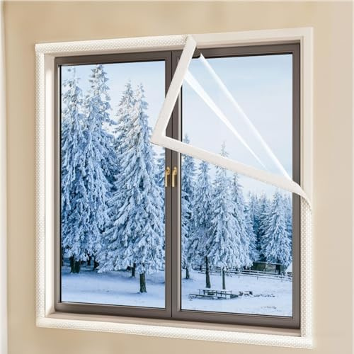 Fensterdichtungsskits, Fenster Folie Thermofolie, Thermo Cover Fenster, Kälteschutzfolie, Fenster Isolierung Gegen Kälte, Wärmedämmung Dämmfolie, Kälteschutzfolie(100x200cm)
