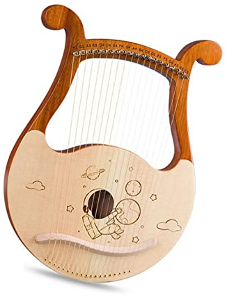 KFGISD, 19-saitige Leierharfe, Mahagoni-Harfe, Musikinstrument mit Ersatzsaiten, Stimmschlüssel for Anfänger,Harfe