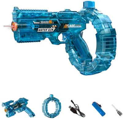 Elektrische Wasserpistole 8 Meter Reichweite 2026Neue Flame-Throwing Energy Ring Vollautomatische Wasser Pistole Elektrisch mit Blitzeffekten,Wiederaufladbare Wasser Pistolen für Sommer (1 STK)