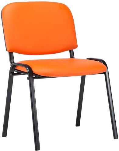 CLP Stapelstuhl Ken I Konferenzstuhl Mit Kunstleder-Bezug I Schwarzes Metallgestell, Farbe:orange