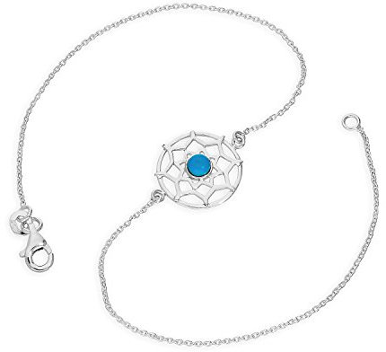 jewellerybox Sterlingsilber & Blau Emaille Traumfänger Fußkettchen 25,4 cm (10 Inches)