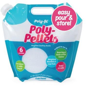 Fairfield Poly-Fil Poly-Pellets, Premium Polyester Weighted Stuffing Beads, Stuffing for Stuffed Animals, Toys, Bean Bags, Weighted Blankets, and More, 6 lb Bag