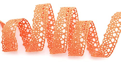 Spitze EMILIA ORANGE 3 m x 15 mm Baumwollspitze Spitzenband Spitzenborte Dekoband Schleifenband Häkelspitze 100% Baumwolle Häkelband Vintage Geschenkband Hochzeit